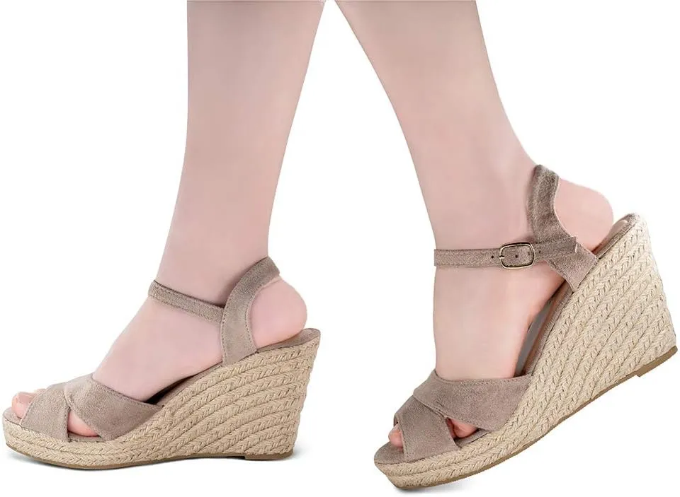 TF STAR Jute rope wedge sandals for women,women platform summer shoes ankle strap espadrille wedge heel sandals
