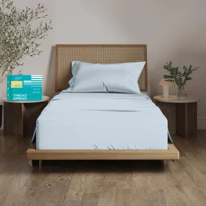 THREAD SPREAD 100% Egyptian Cotton Sheets Twin Size Bed Set - 3 PC 800 High Thread Count Egyptian Cotton Twin Sheet Set (Light Blue) Soft, Cooling, 16" Deep Pocket Sateen Weave Luxury Hotel Bedsheet