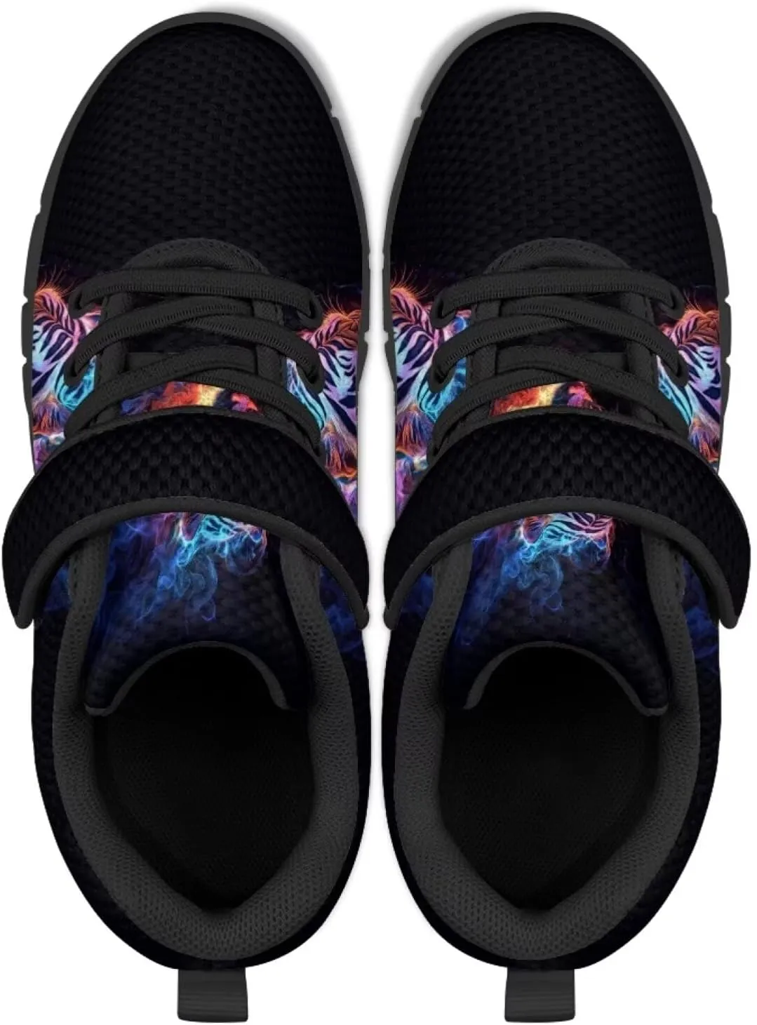 Tiger Print Kids Barefoot Shoes for Little Boys Winter Ankle Running Athletic Walking Strap Sneakers