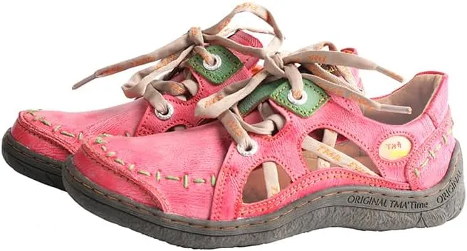 TMA EYES Women's lace-up Casual Comfortable Flat Fashion Walking Non-Slip Shoes