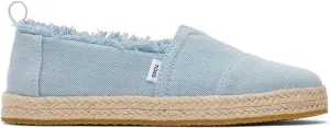 TOMS Girls Espadrille Loafer Flat, Pastel Blue Washed Denim, 2 Little Kid