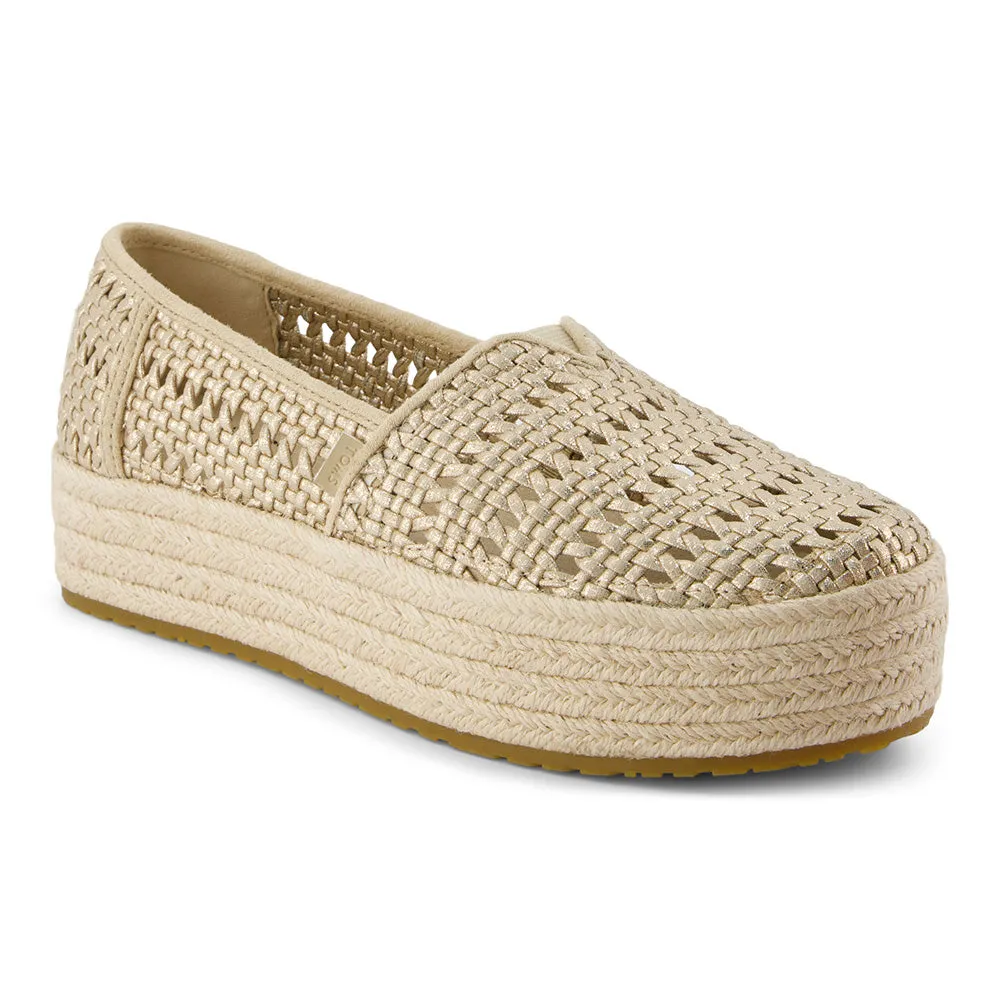 Toms Women Valencia Champagne Metallic Leather Basket Weave