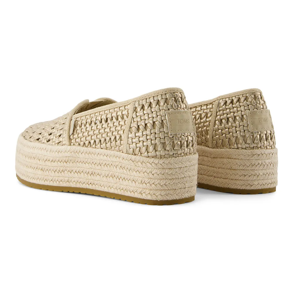 Toms Women Valencia Champagne Metallic Leather Basket Weave