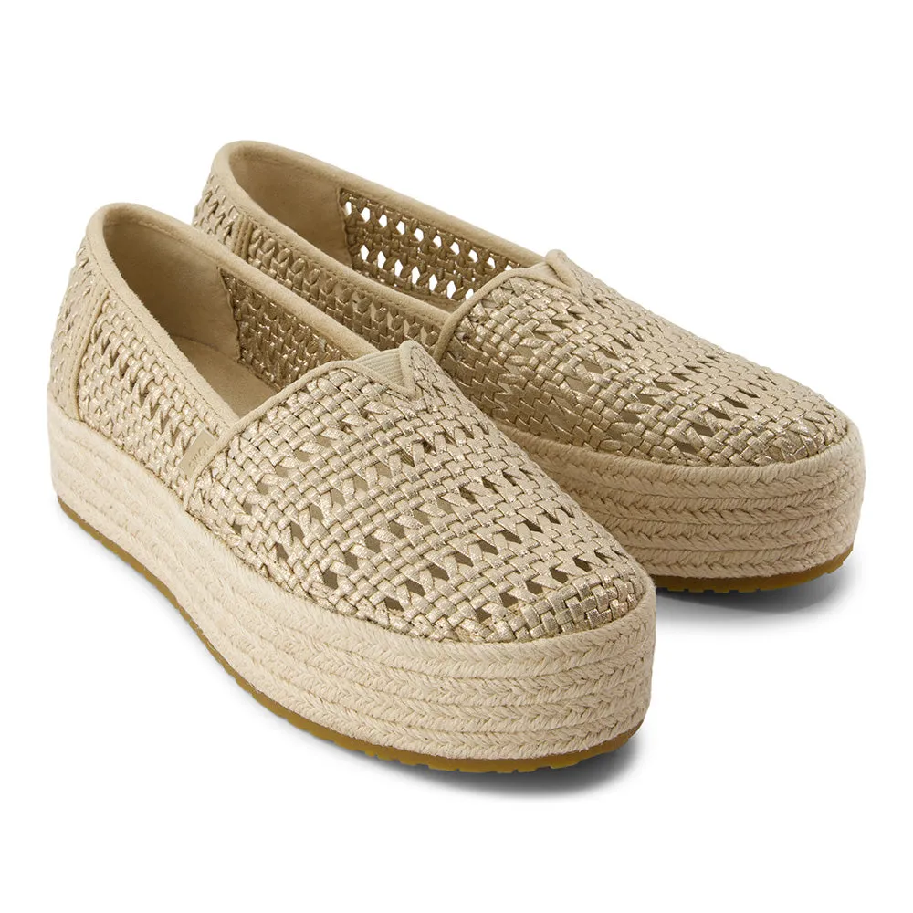 Toms Women Valencia Champagne Metallic Leather Basket Weave