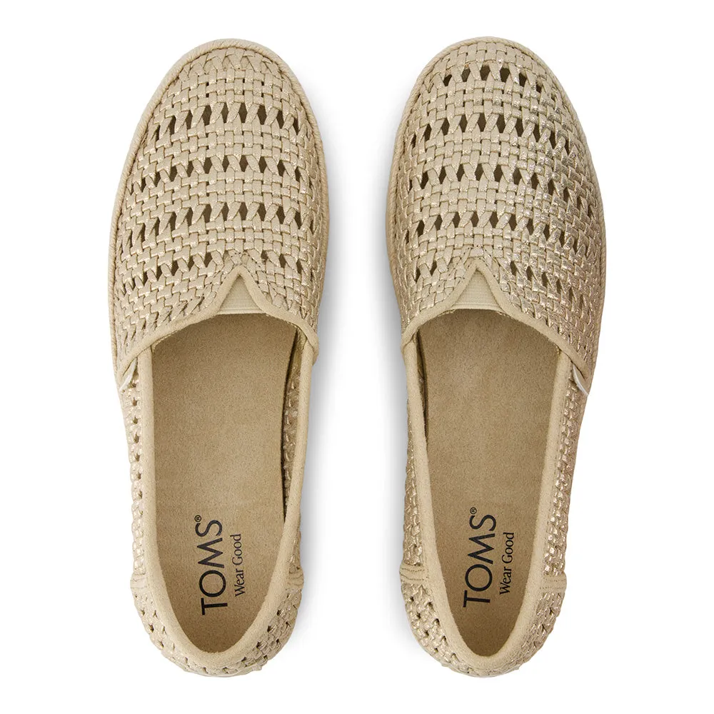 Toms Women Valencia Champagne Metallic Leather Basket Weave