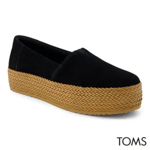 TOMS Women Valencia Espadrille Platform Espadrille - Black Suede