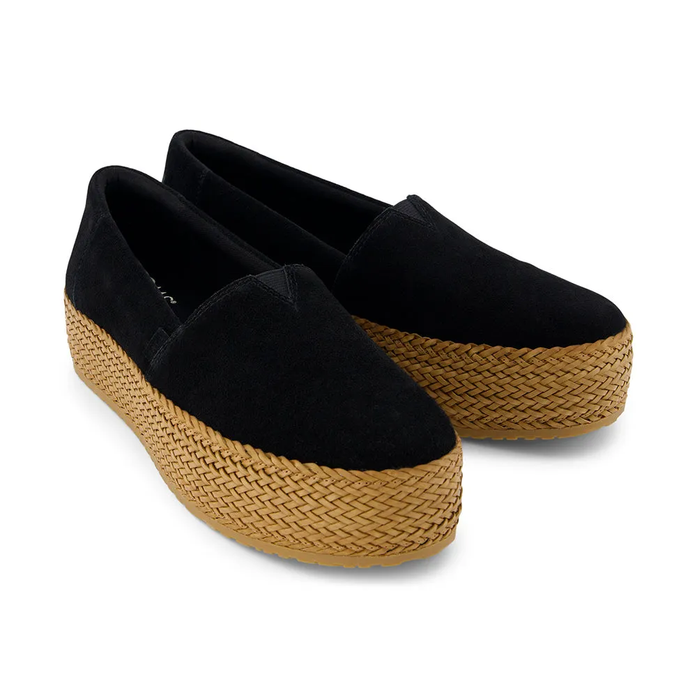 TOMS Women Valencia Espadrille Platform Espadrille - Black Suede