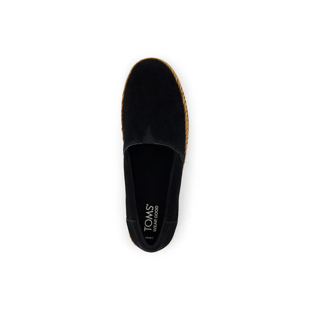 TOMS Women Valencia Espadrille Platform Espadrille - Black Suede