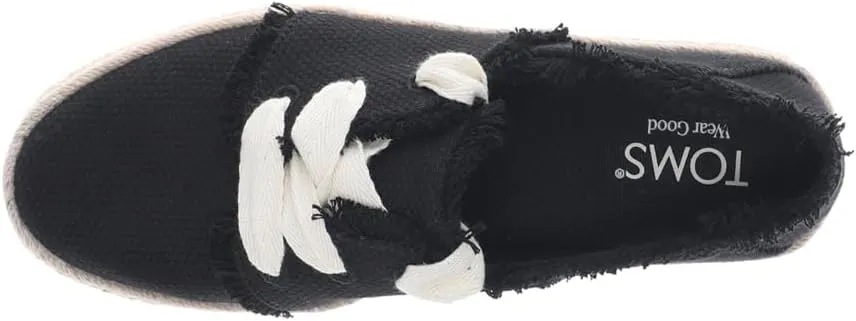 TOMS Womens Carolina Lace Up Espadrille Sneakers Shoes Casual - Black