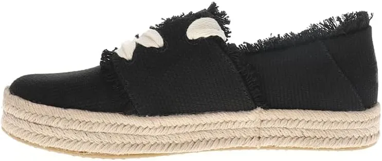 TOMS Womens Carolina Lace Up Espadrille Sneakers Shoes Casual - Black