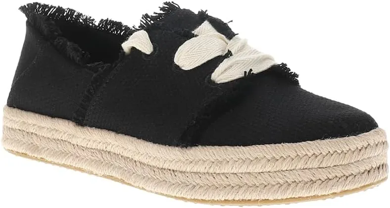 TOMS Womens Carolina Lace Up Espadrille Sneakers Shoes Casual - Black