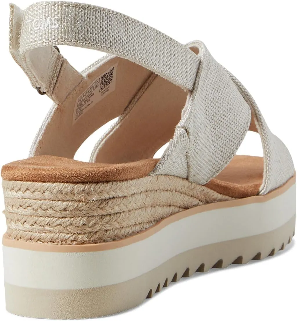 TOMS Womens Diana Crossover Platform Espadrille Casual Sandals Casual Mid Heel 2-3" - Black