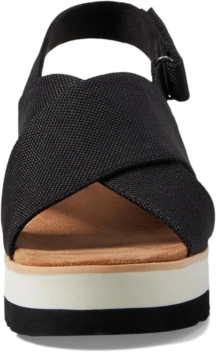 TOMS Womens Diana Crossover Platform Espadrille Casual Sandals Casual Mid Heel 2-3" - Black