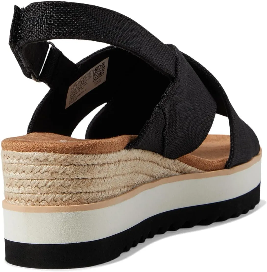 TOMS Womens Diana Crossover Platform Espadrille Casual Sandals Casual Mid Heel 2-3" - Black