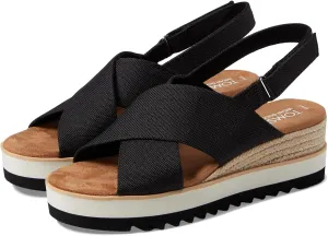 TOMS Womens Diana Crossover Platform Espadrille Casual Sandals Casual Mid Heel 2-3" - Black