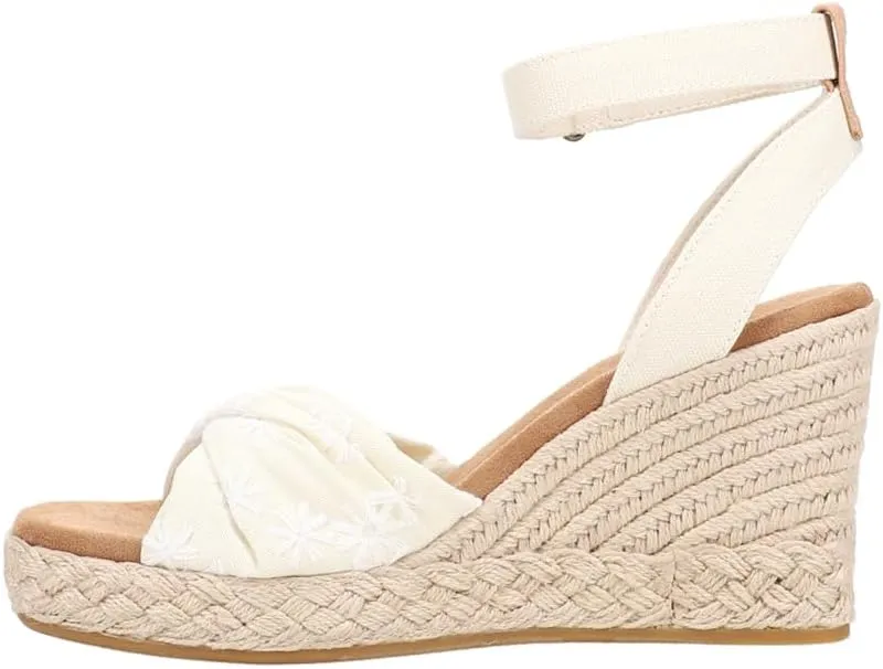 TOMS Womens Marisela Floral Espadrille Casual Sandals Casual High Heel 3" & Up - Off White