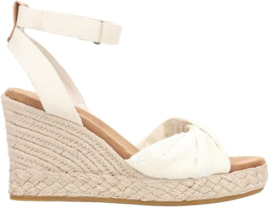 TOMS Womens Marisela Floral Espadrille Casual Sandals Casual High Heel 3" & Up - Off White