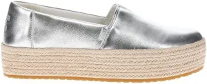 TOMS Womens Valencia Metallic Platform Espadrille Flats Casual - Silver