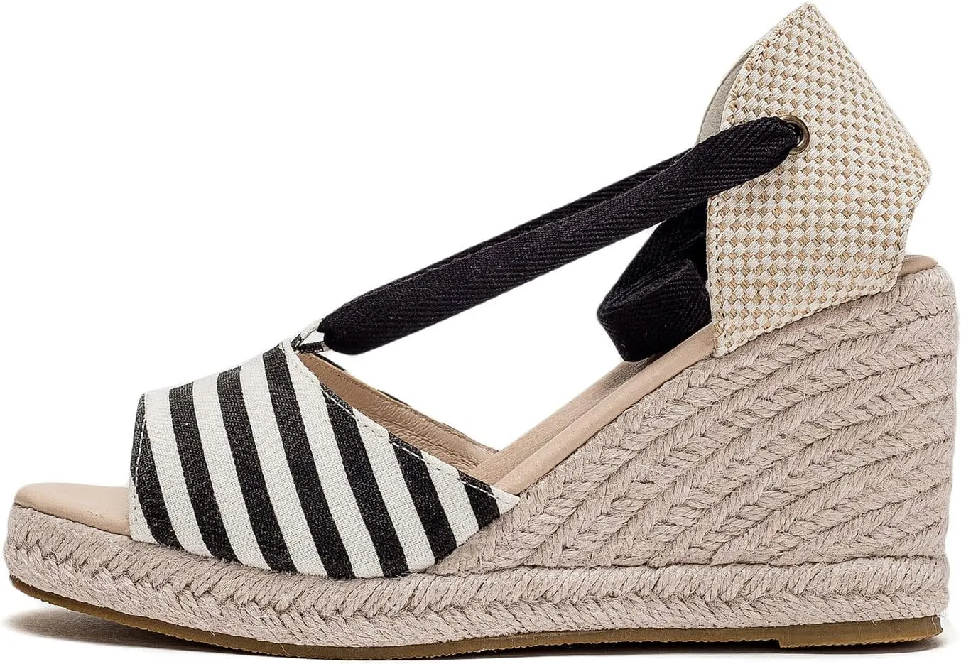 U-lite Womens Platform Wedge Open Toe Ankle Wrap Espadrille Sandals