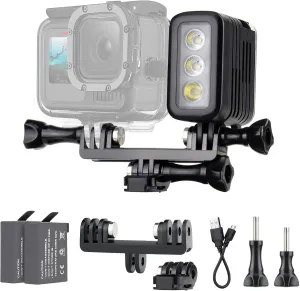 Underwater Light Dive Lights 164FT 3 Modes High Power Dimmable Waterproof LED Video Fill Night Light for Gopro Hero 13 12 11 10 9 8 7 6 5 4 3  3 Black DJI OSMO Action 5 Pro 4 3 Insta360