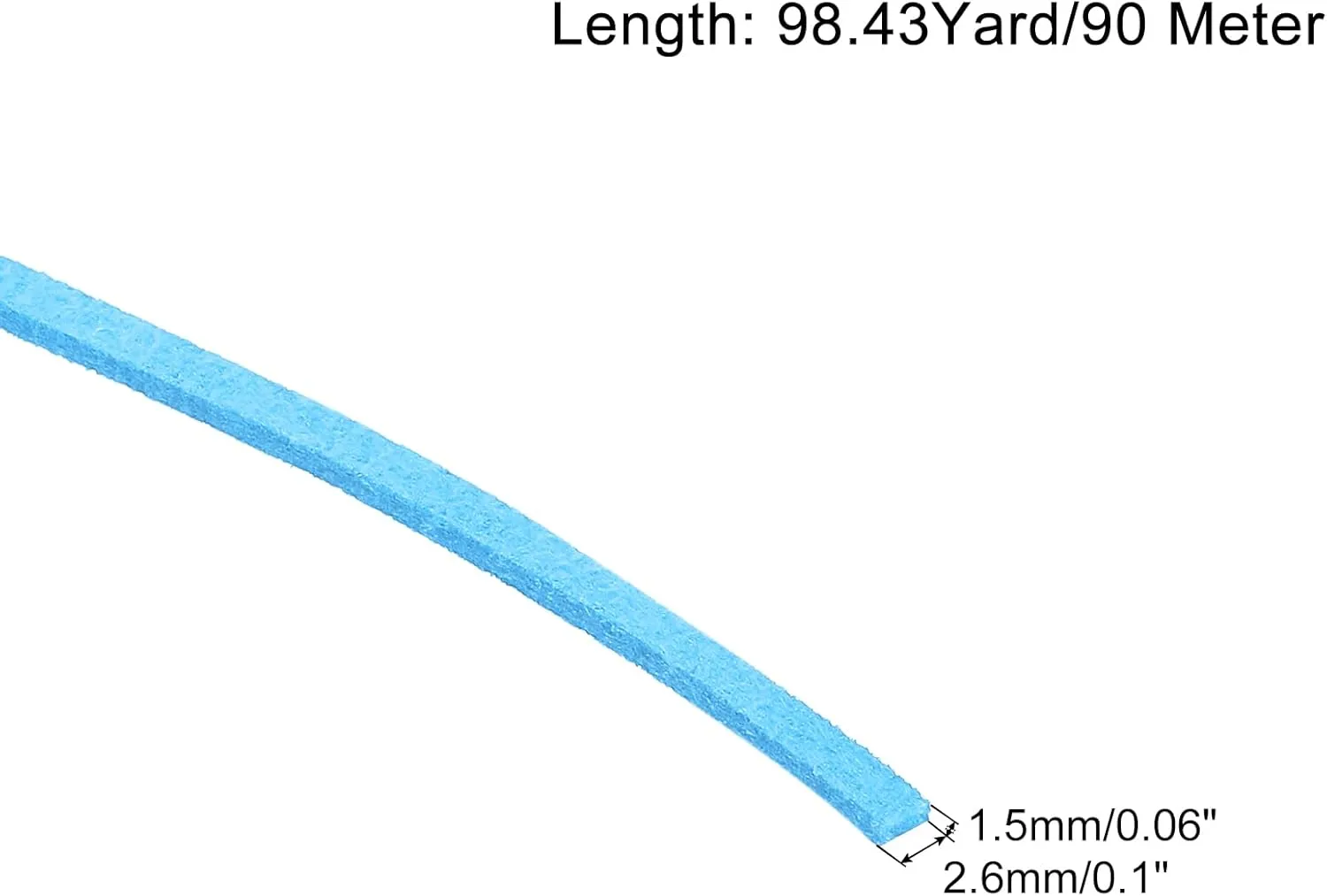 uxcell Suede Cord, 98.43 Yard 2.6mm Flat Leather Thread String for Purse Handbag Shoelace DIY Crafts Bracelet Making, Blue 1 Roll