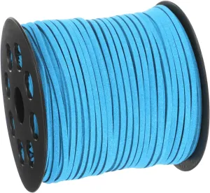 uxcell Suede Cord, 98.43 Yard 2.6mm Flat Leather Thread String for Purse Handbag Shoelace DIY Crafts Bracelet Making, Blue 1 Roll