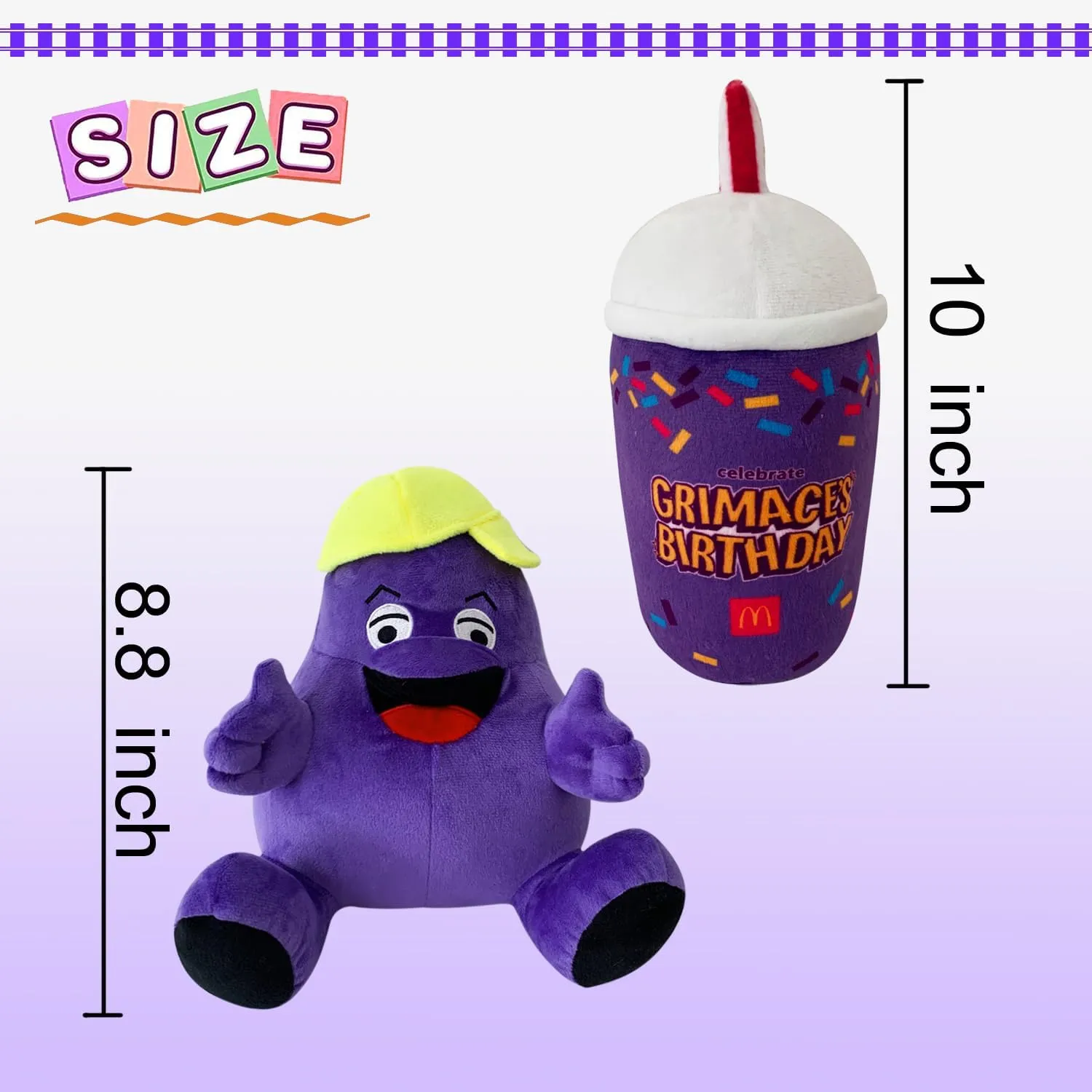 VAOUX Grimace Plush,Grimace Shake Yellow Hat Plush Toy,Stuffed Animal Toy Game Doll Toy Fans Anime Great Gift for Boys and Girls (Hat)