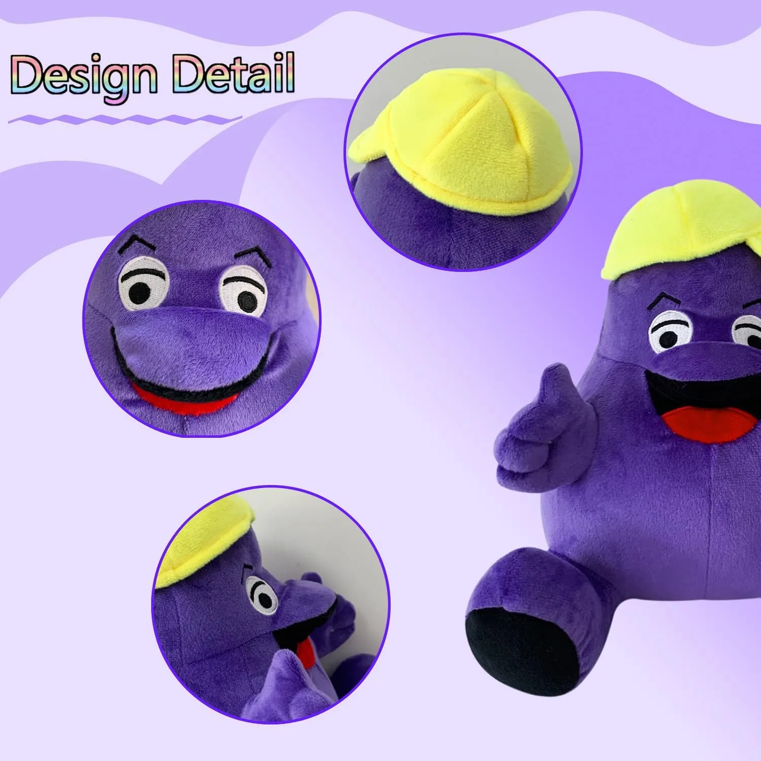 VAOUX Grimace Plush,Grimace Shake Yellow Hat Plush Toy,Stuffed Animal Toy Game Doll Toy Fans Anime Great Gift for Boys and Girls (Hat)