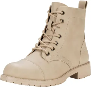 Vepose Women's Ankle Boots Lace up, Flat Fashion Combat Booties Low Heel