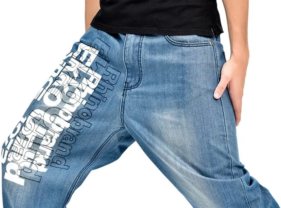Veroders Men's Baggy Hip Hop Blue Jeans Loose Skateboard Pants Straight Baggy Skater Jeans for Men