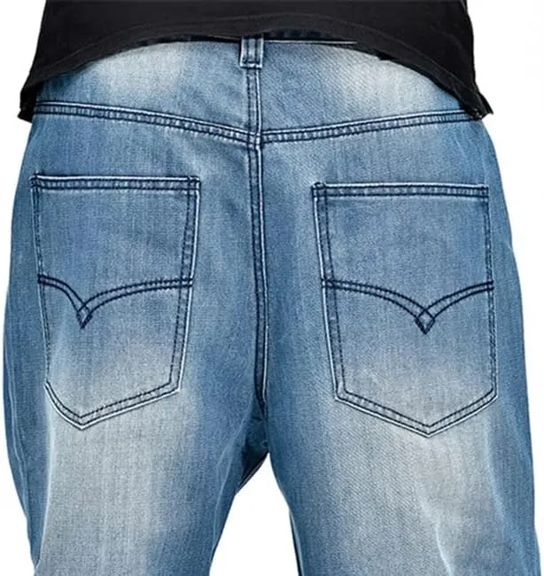 Veroders Men's Baggy Hip Hop Blue Jeans Loose Skateboard Pants Straight Baggy Skater Jeans for Men