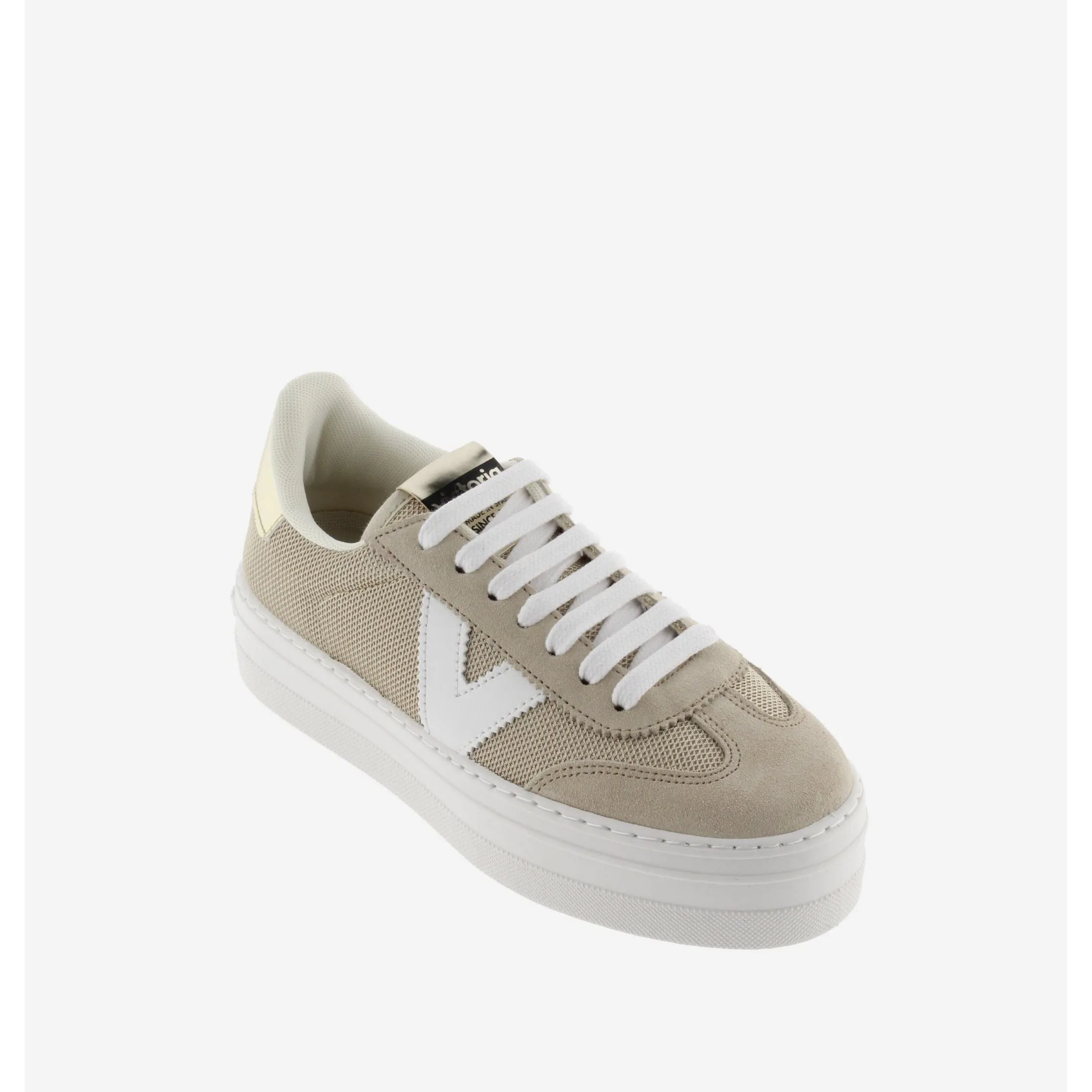 Victoria Barcelona - Ladies Platform Trainer in Beige/Gold