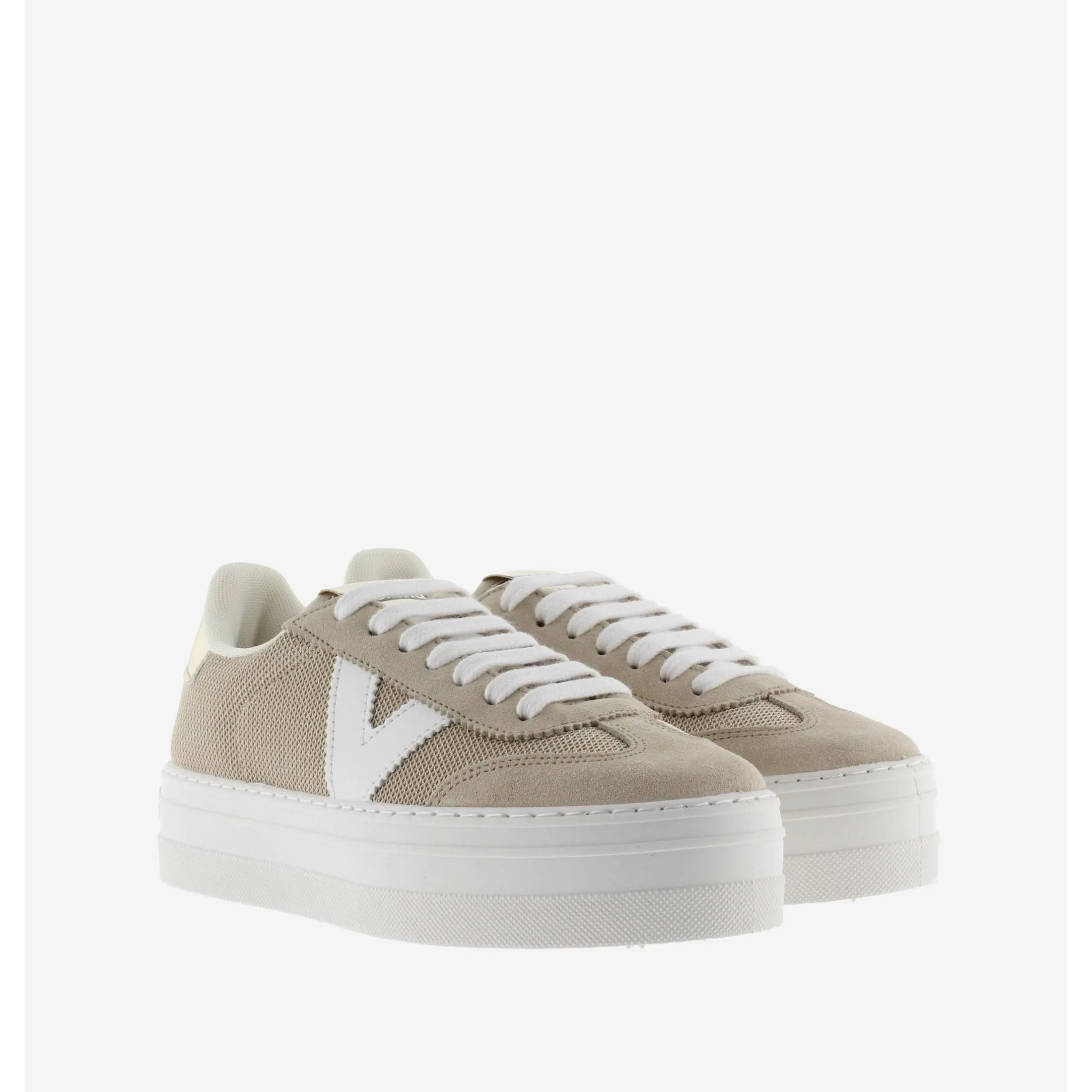 Victoria Barcelona - Ladies Platform Trainer in Beige/Gold
