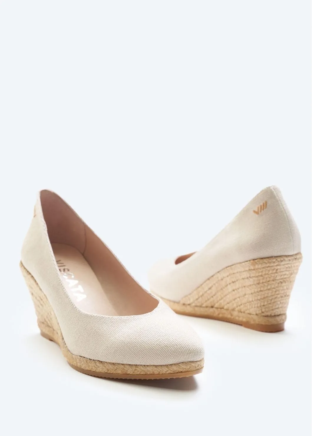 VISCATA Roses Espadrille Canvas Wedges Spain Handmade 2 ½” Heel Woman Wedge Pumps with Organic Cotton Canvas and 100% Natural Jute Midsole for All Occasions: Casual, Work, Party