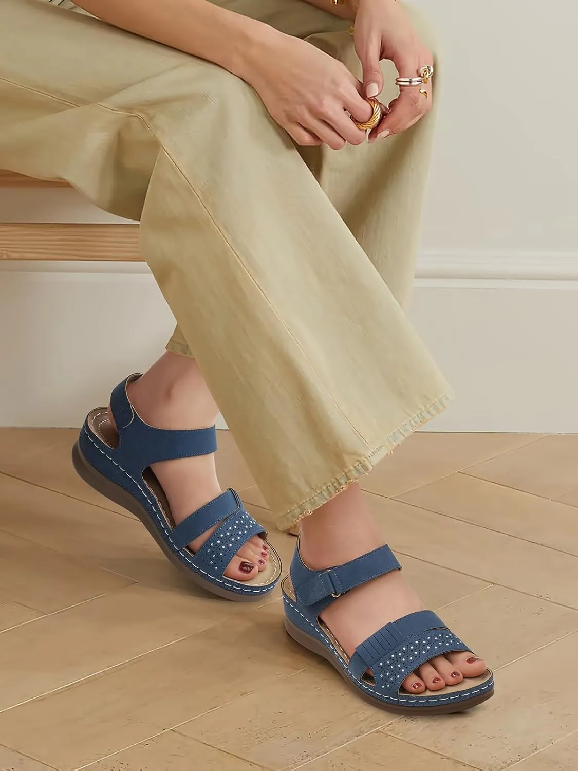 Wedge Sandals for Women Dressy - Comfortable Womens Wedge Sandals Low Heel Walking Flat Shoes