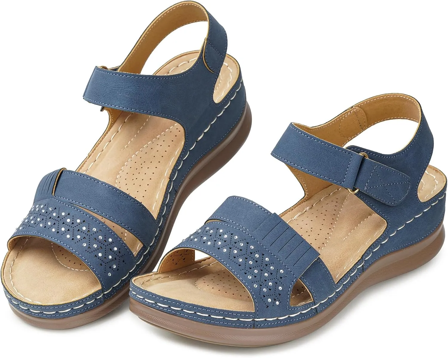 Wedge Sandals for Women Dressy - Comfortable Womens Wedge Sandals Low Heel Walking Flat Shoes