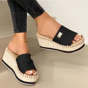 Wedge Sandals for Women Dressy, Espadrille Platform for Women,Comfortable Open Toe Low Heels Slides Casual Summer Slip On Cute Beach Shoes Lightweight Vacation Slippers ﻿