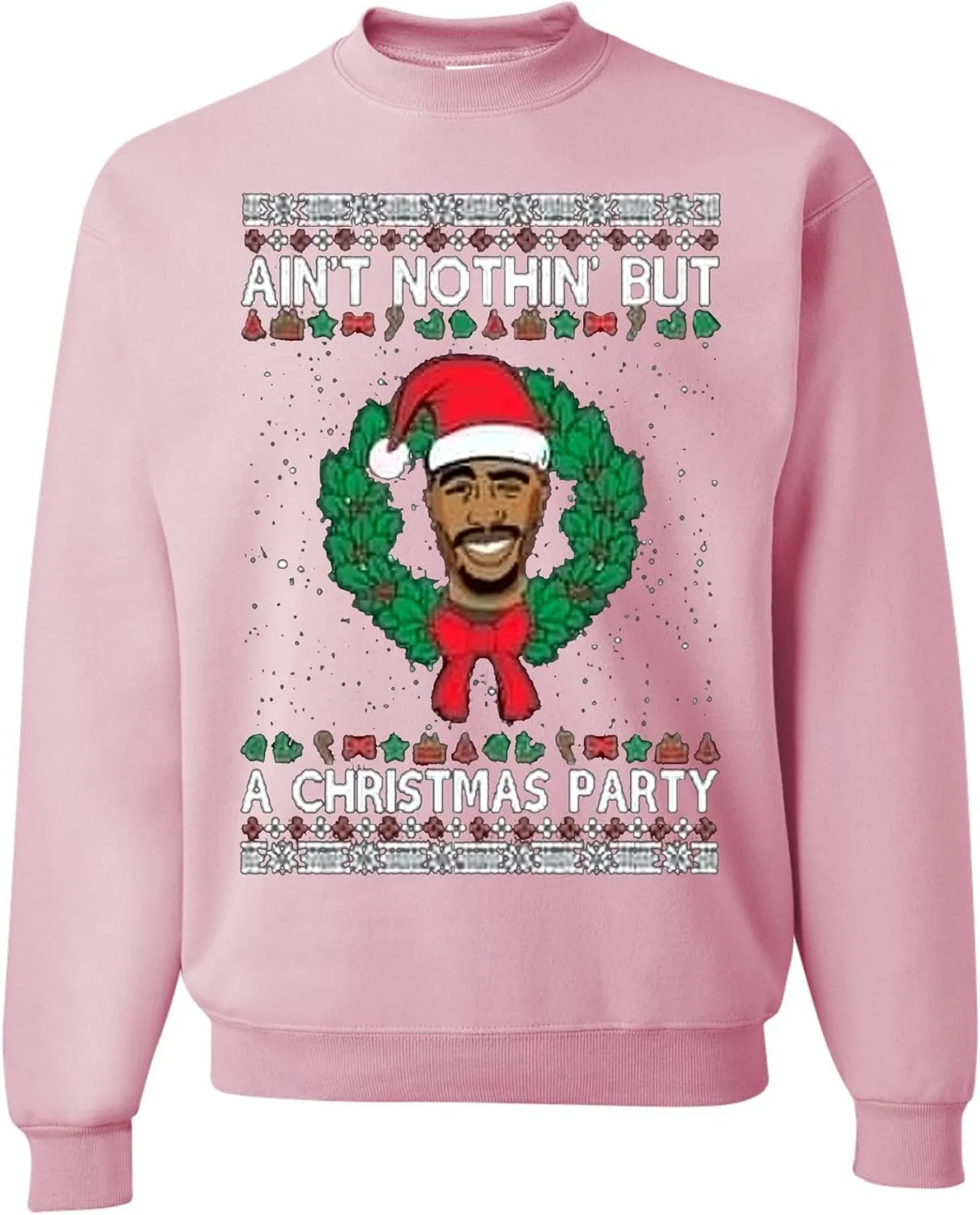 wild custom apparel Ugly Christmas Sweater 2024 COLLECTION LIGHT PINK Crew Neck Sweatshirt