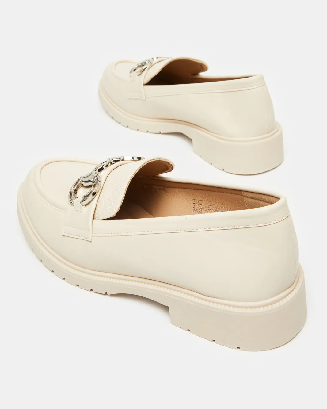 Women Beige Loafer With Buckle Trim