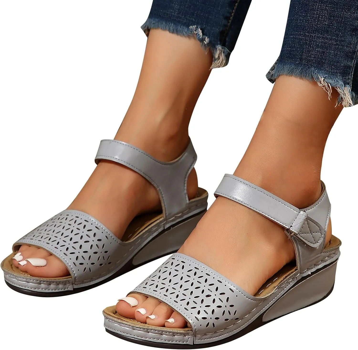 Women Flat Sandals Flatform 2024 Fashion Ankle Buckle Criss Cross Band Straps Sandals Shoes