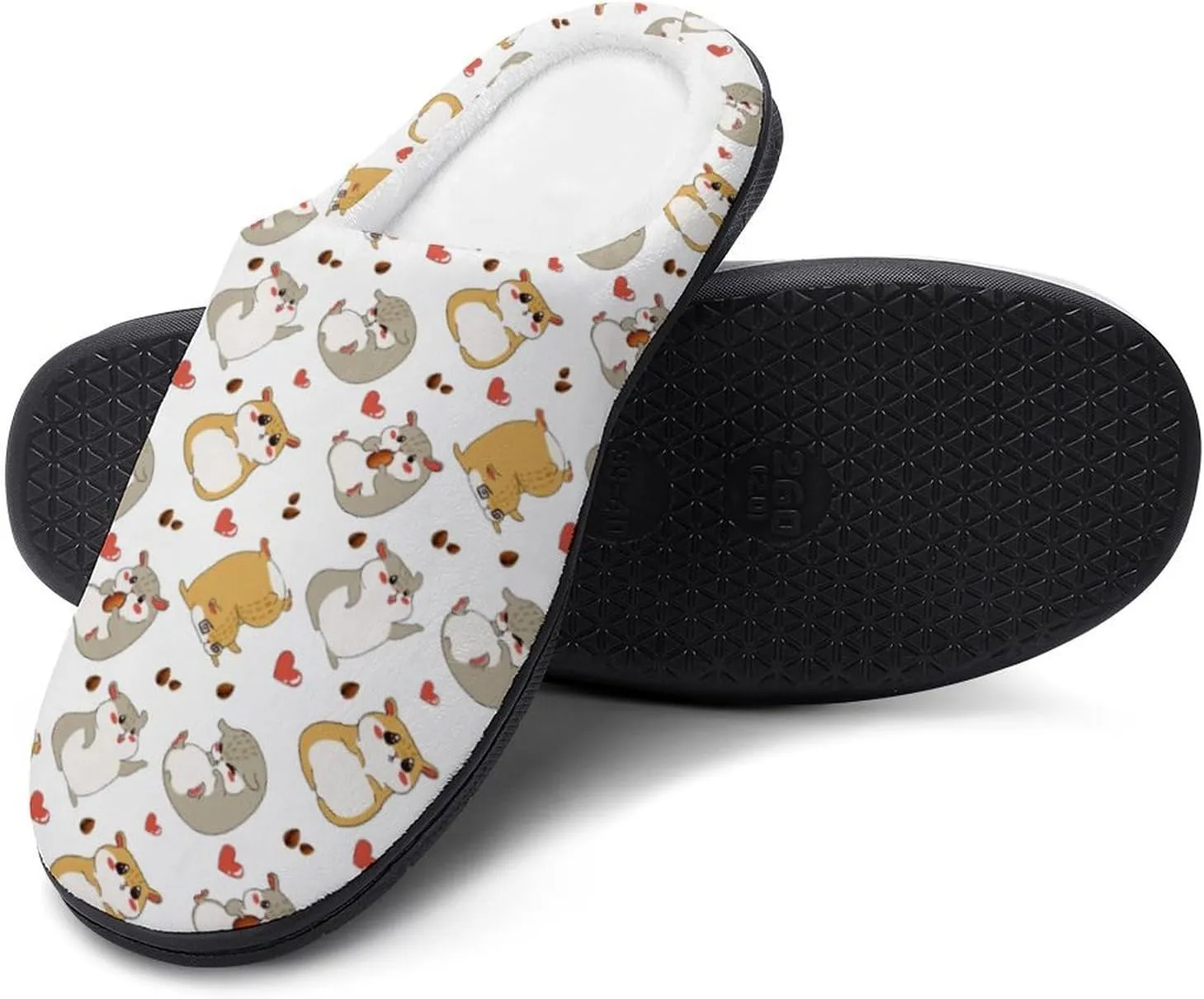 Women House Slippers Ladies Christmas Print Cotton Slippers Soft Clog Slippers Non-Slip Sole Warm Indoor Outdoor Shoes