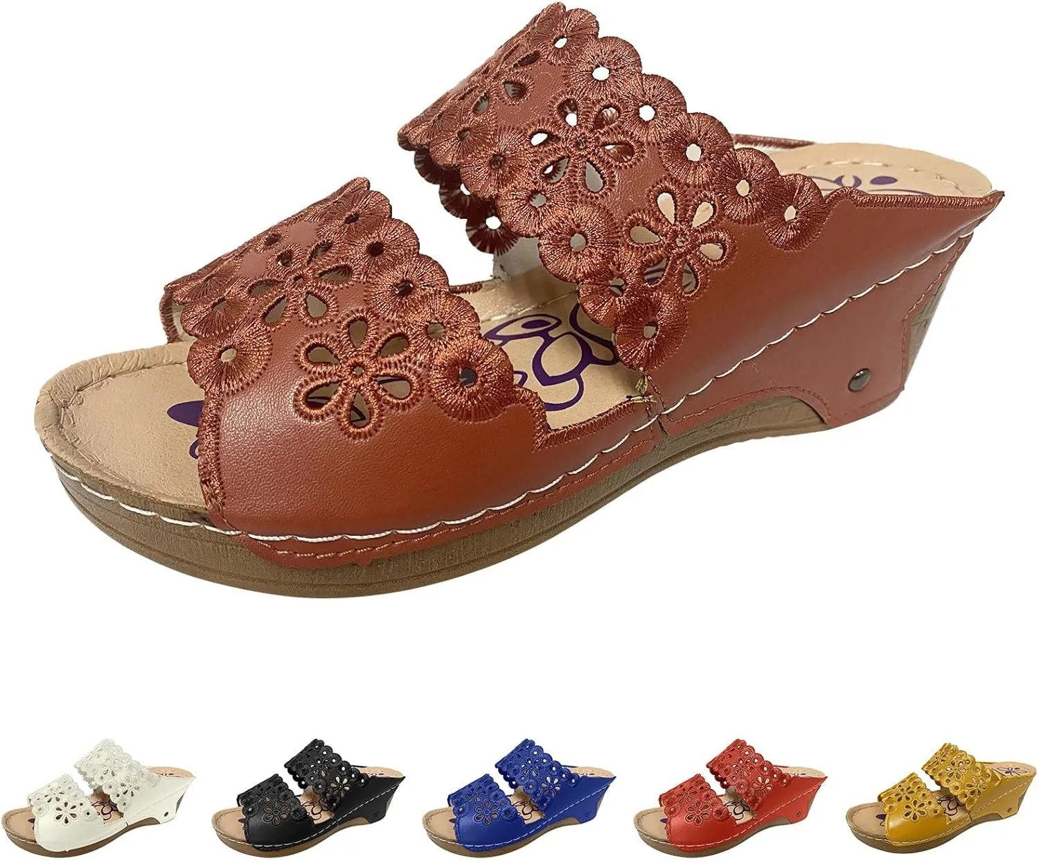 Women Shoes Thick Soled Wedge Sandals Casual Fashion Hollow Embroidery Bohemian Sandals Comfortable Wedges for Women