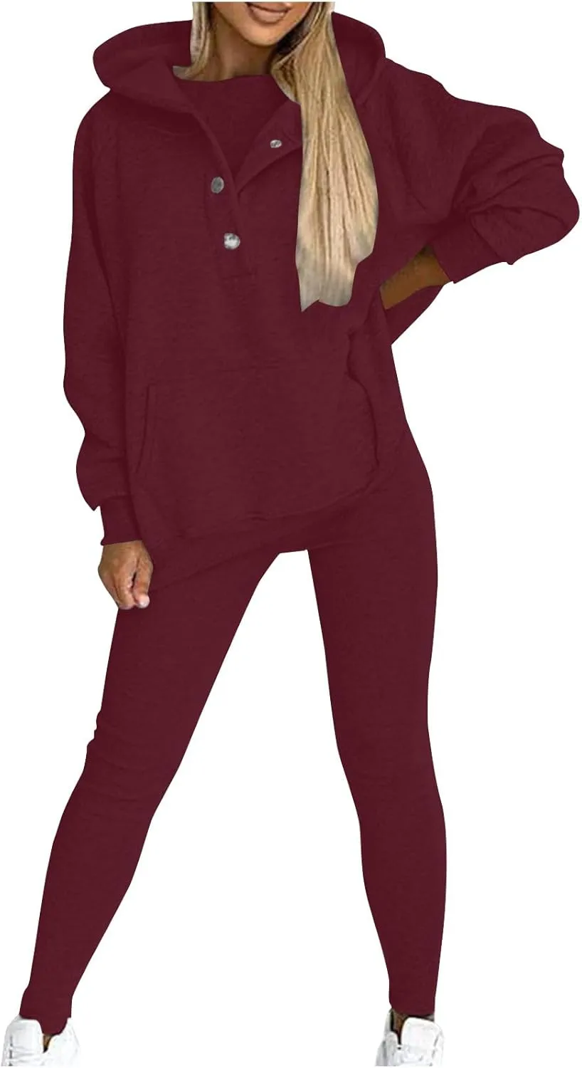 Women Sweat Suit Oversized Hoodies And Leggings Casual Comfortable Sweatshirt 2 Piece Suit Matching Sets