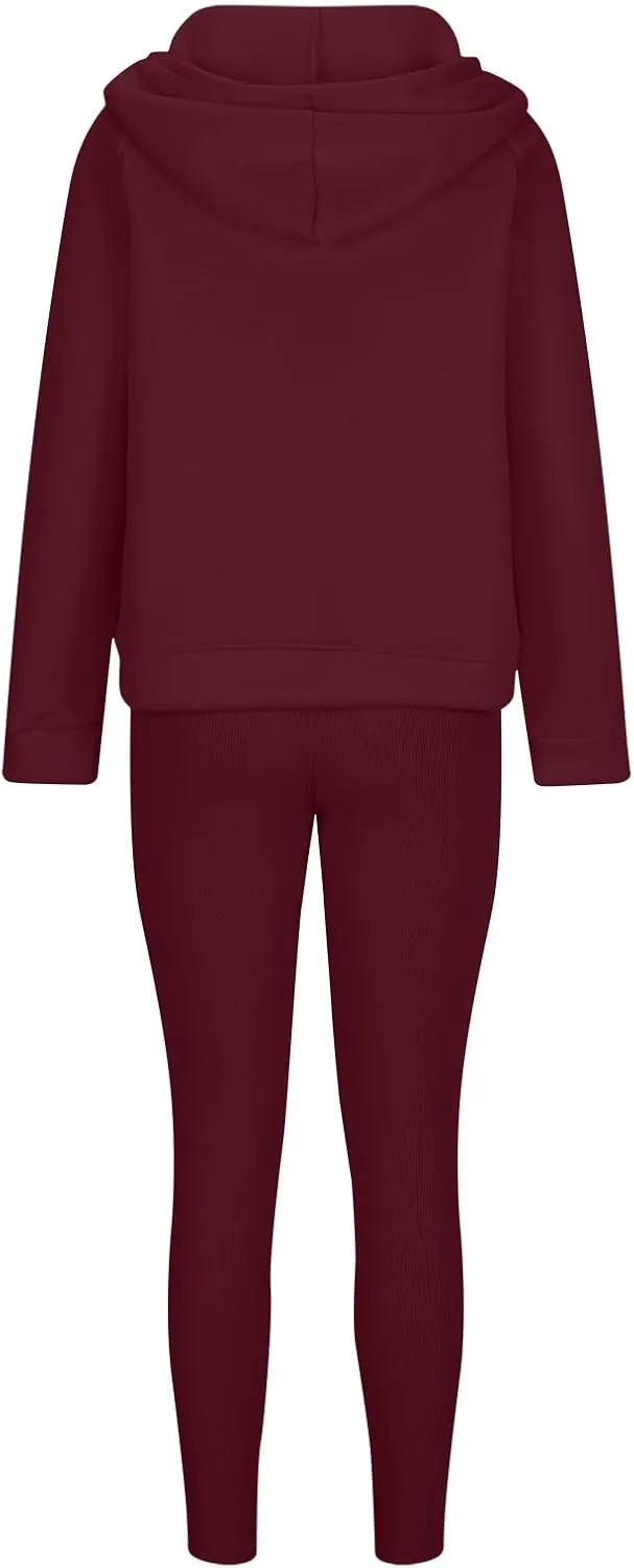 Women Sweat Suit Oversized Hoodies And Leggings Casual Comfortable Sweatshirt 2 Piece Suit Matching Sets