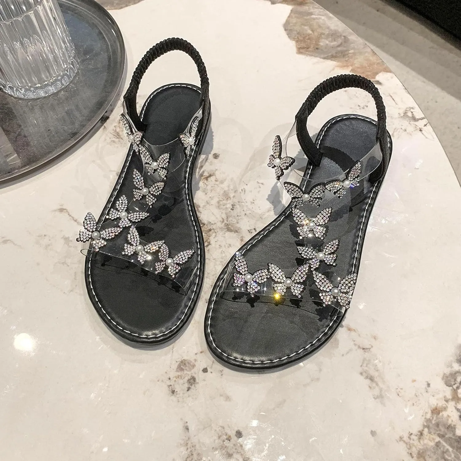 Women's Elastic Strap Bohemian Sandals Fashion Casual Strappy Cool Shoes Comfortable Walking Flat Sandals
