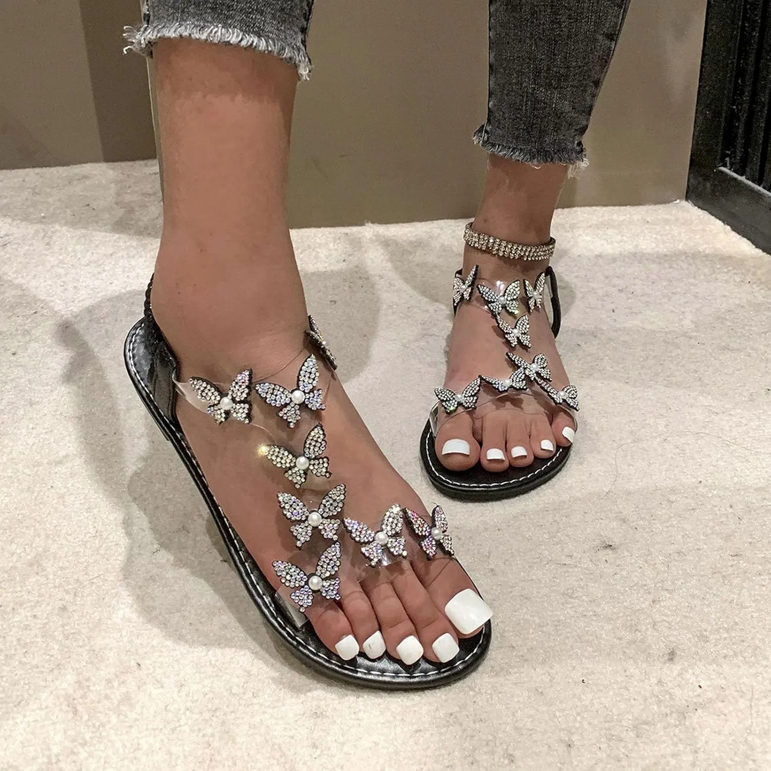 Women's Elastic Strap Bohemian Sandals Fashion Casual Strappy Cool Shoes Comfortable Walking Flat Sandals