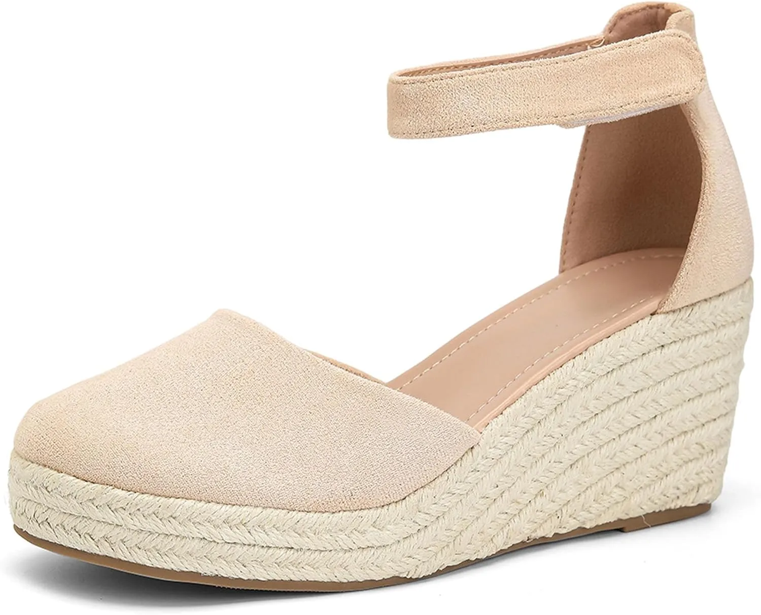 Womens Espadrilles Sandals, Closed Toe Platform for Women Ankle Strap Casual Comfortable Wedge Sandals