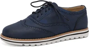 Women's Flats Lace-Up Oxfords Shoes Round Toe Low Platform Wingtip Brogues Classic Comfortable Derby Saddle Pumps
