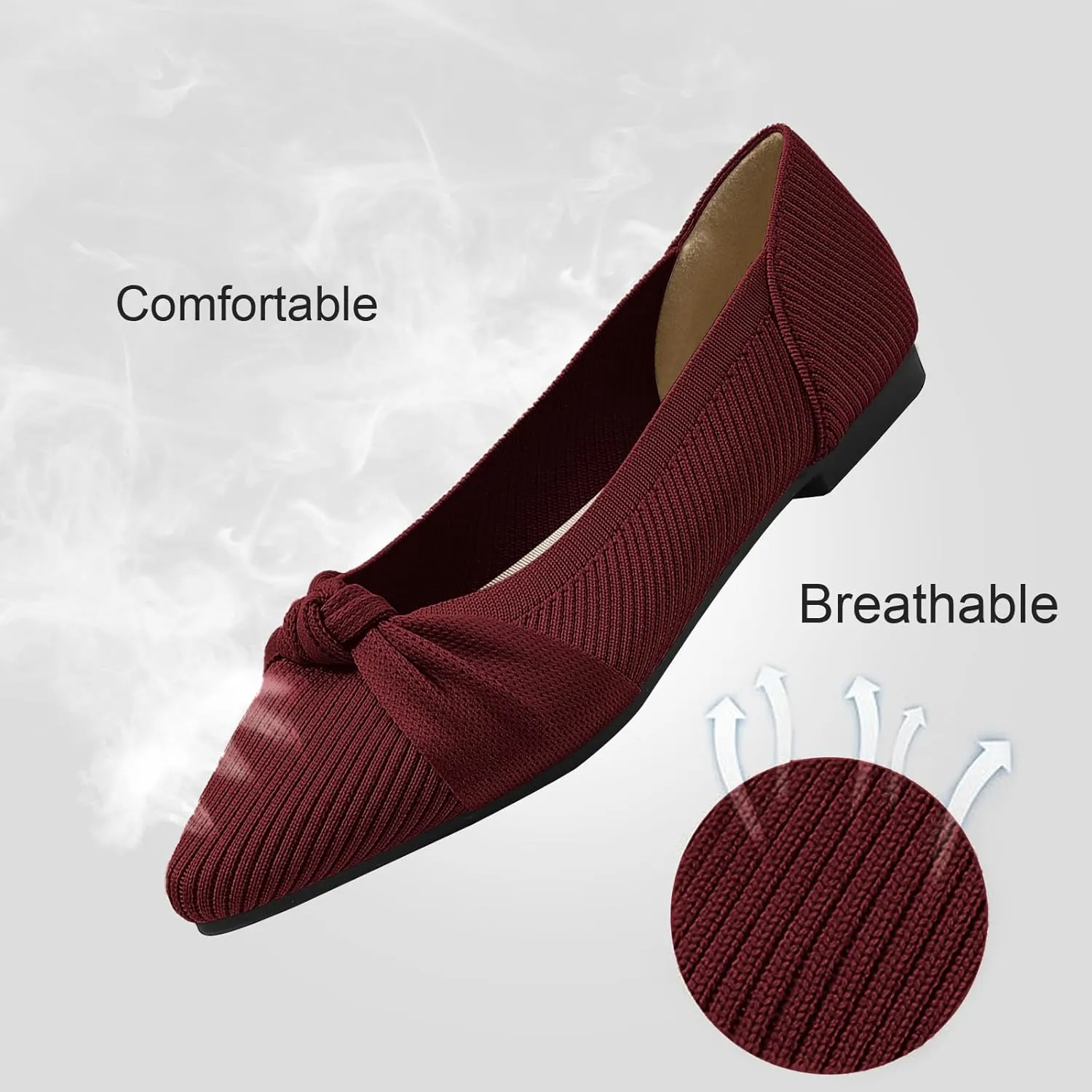 Women's Flats Shoes Comfortable Dressy Pointed Toe Knit Washable Ballet Flat