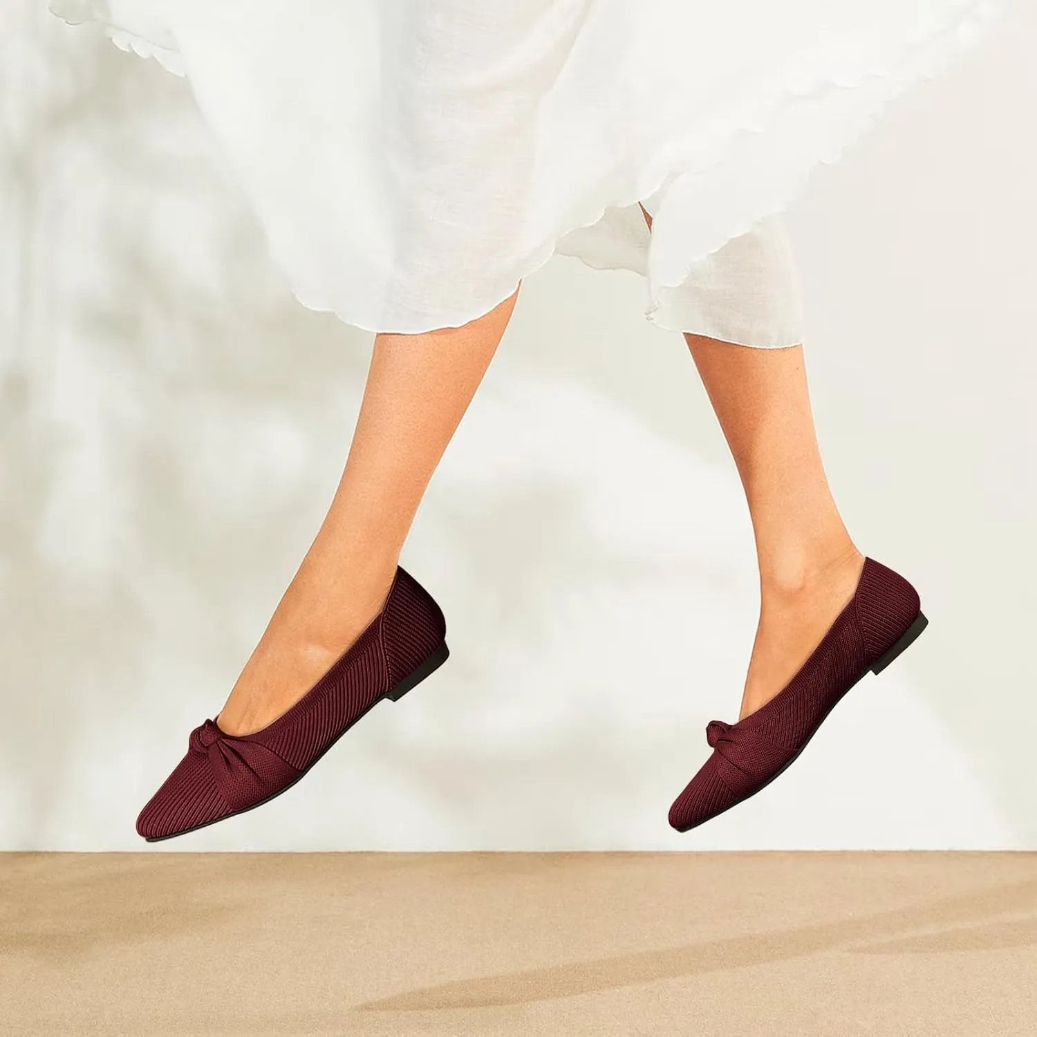 Women's Flats Shoes Comfortable Dressy Pointed Toe Knit Washable Ballet Flat